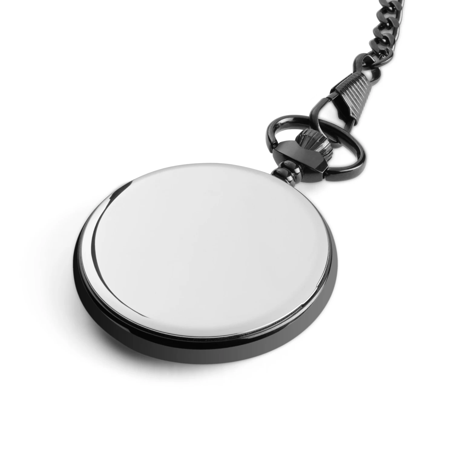 Time Keeper | Black Stainless Steel Pocket Watch With Black Dial - Image 4