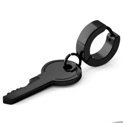 Floyd | Black Stainless Steel Key Hoop Earring