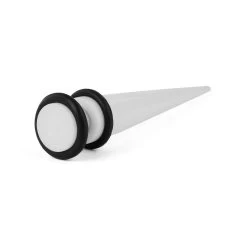 8 Mm White Acrylic & Stainless Steel Magnetic Taper Earring