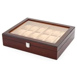 Striking Chestnut Wood Watch Box - 18 Watches