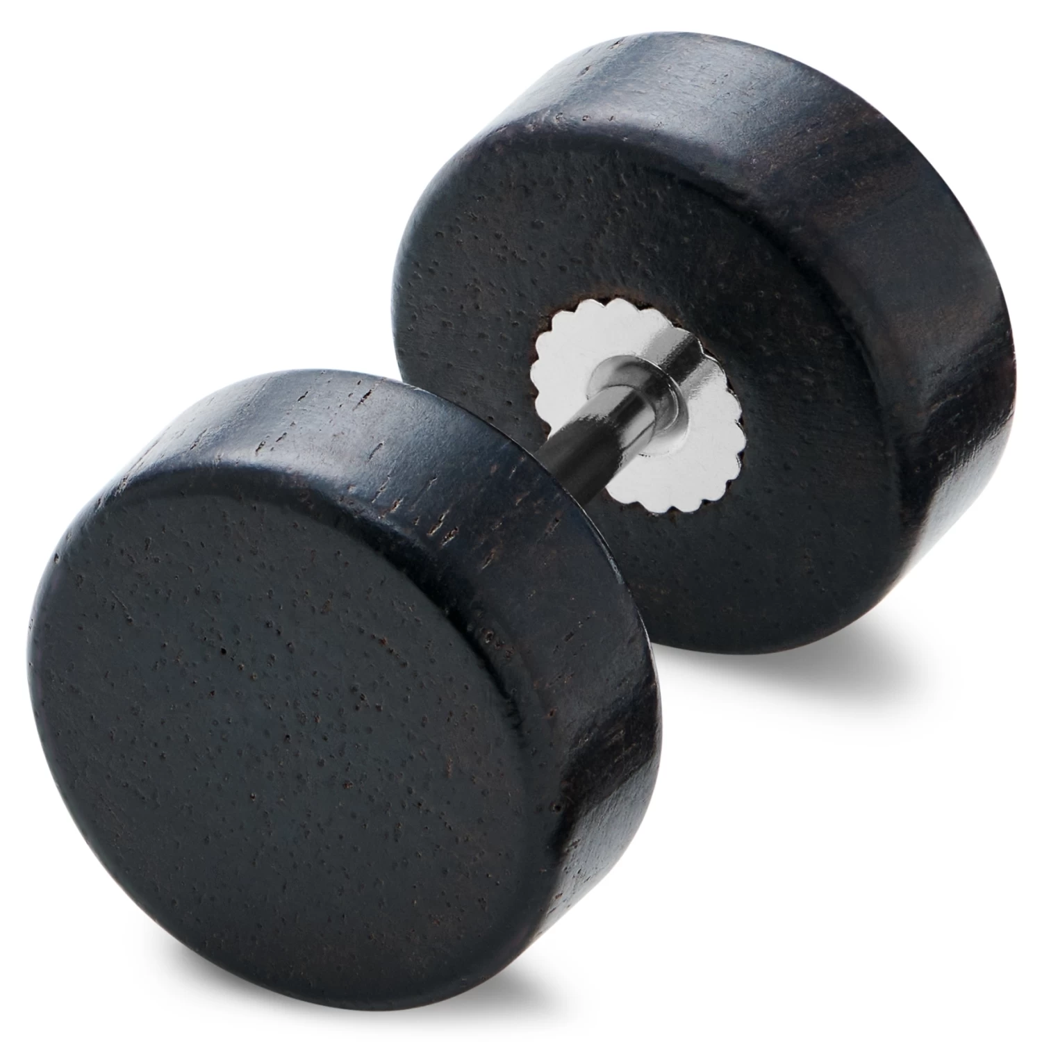 Satago | 3/8" (10 Mm) Dark Oak & Stainless Steel Faux Plug Stud Earring