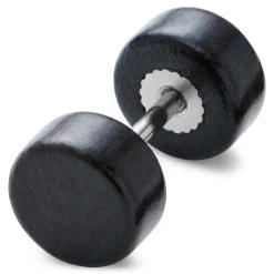 Satago | 1/3" (8 Mm) Dark Oak & Stainless Steel Faux Plug Stud Earring