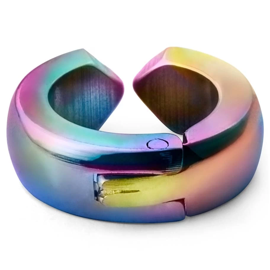 Floyd | Rainbow Stainless Steel Clip-on Hoop Earring - Image 2