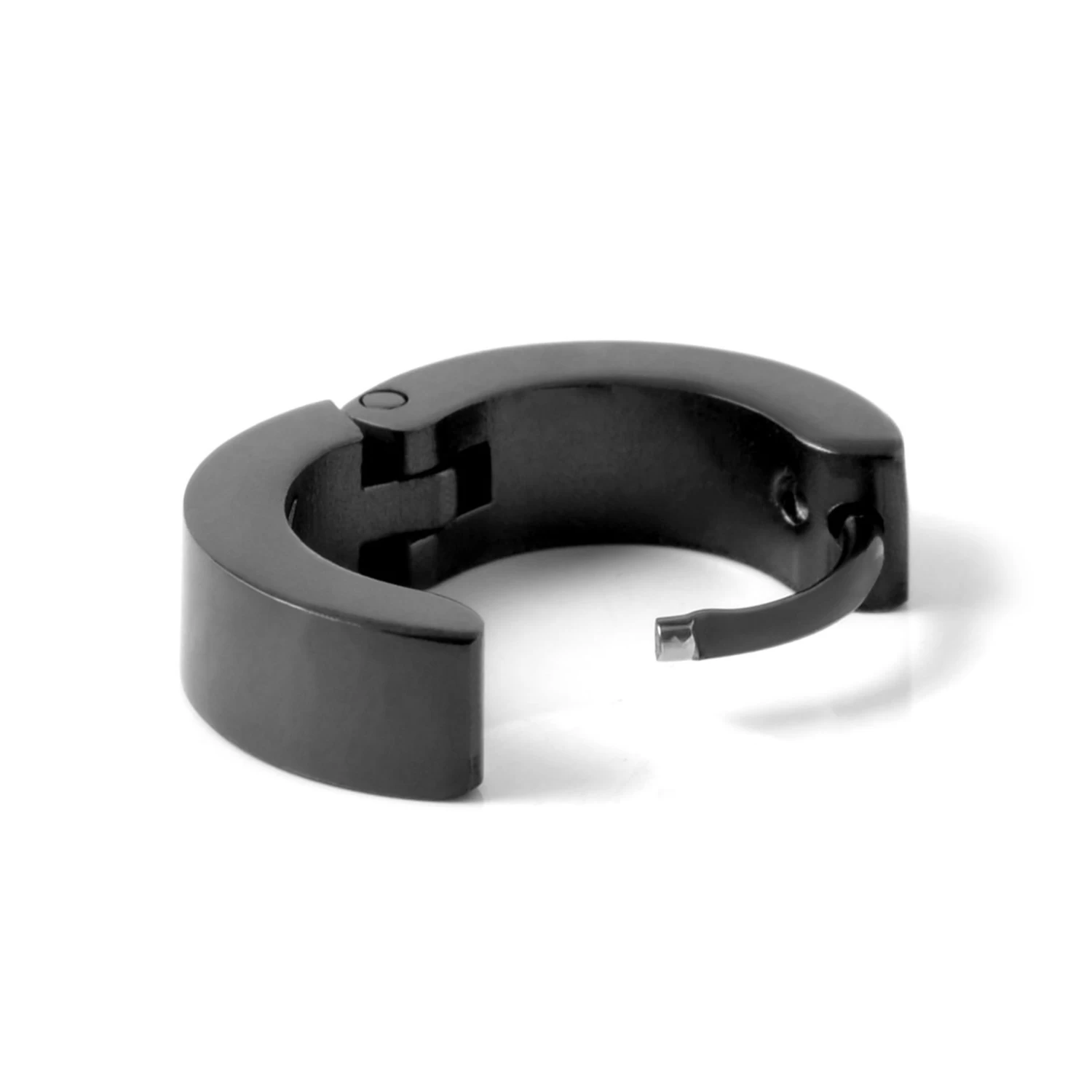 Sentio | Round Matte Black Surgical Steel Cross Earring - Image 2