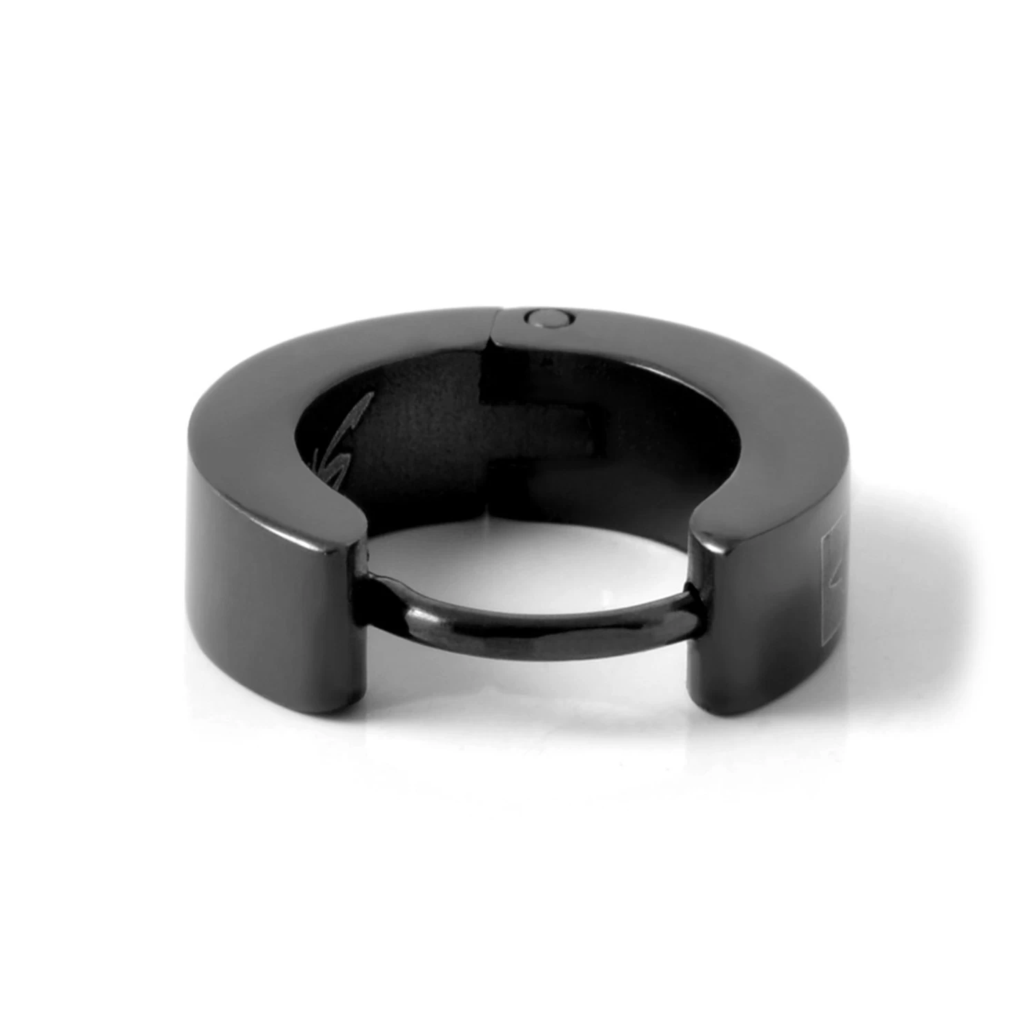 Sentio | Round Matte Black Surgical Steel Cross Earring - Image 3