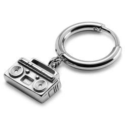 Jaygee | Silver-tone Stainless Steel Radio Drop Hoop Earring