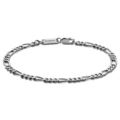 Argentia | 925s | 1/5" (4 Mm) Rhodium-Plated Sterling Silver Figaro Chain Bracelet