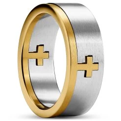 Unity | 1/3" (8 Mm) Silver- And Gold-tone Cross Ring
