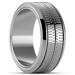 Tigris | 1/3” (9 Mm) Silver-tone Textured Moving Ring