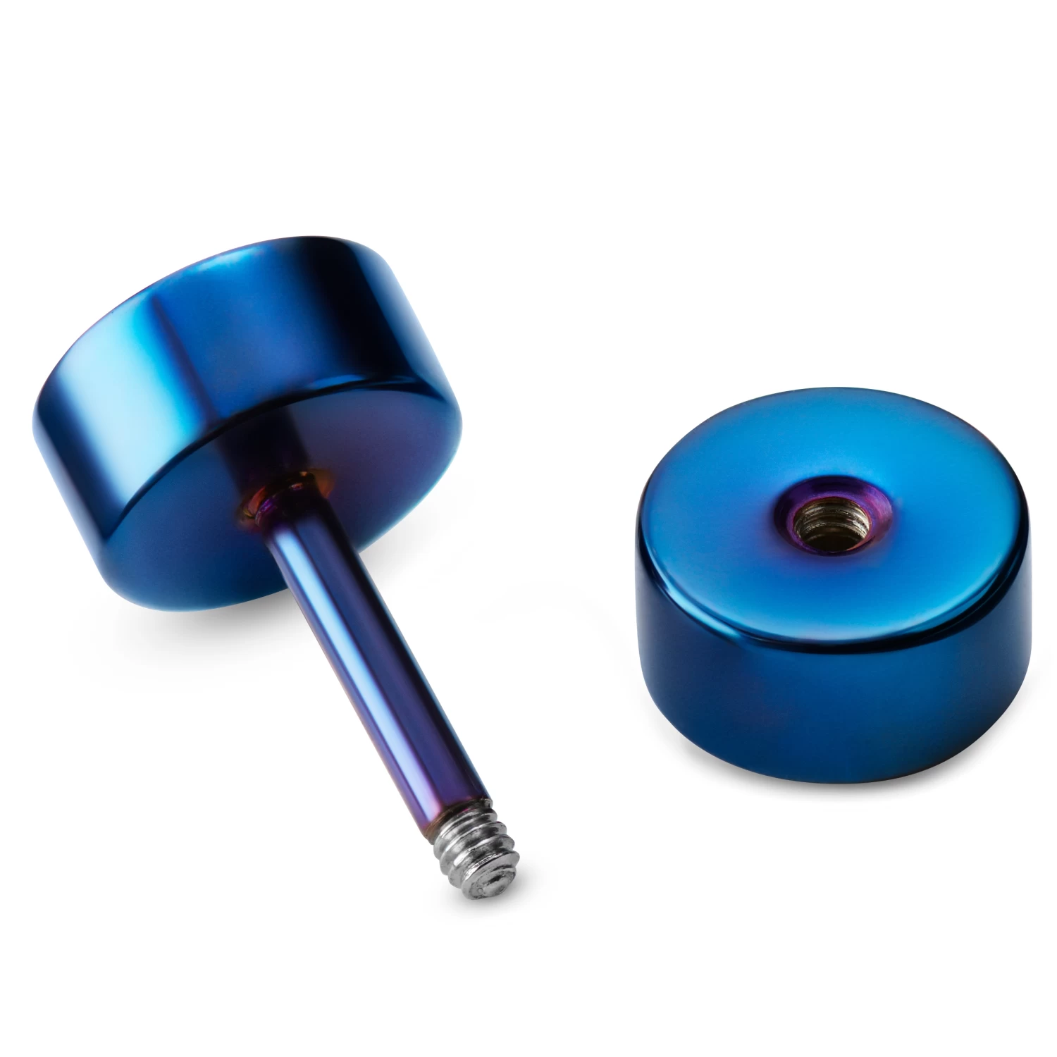 6 Mm Blue Stainless Steel Fake Plug Earring - Image 2