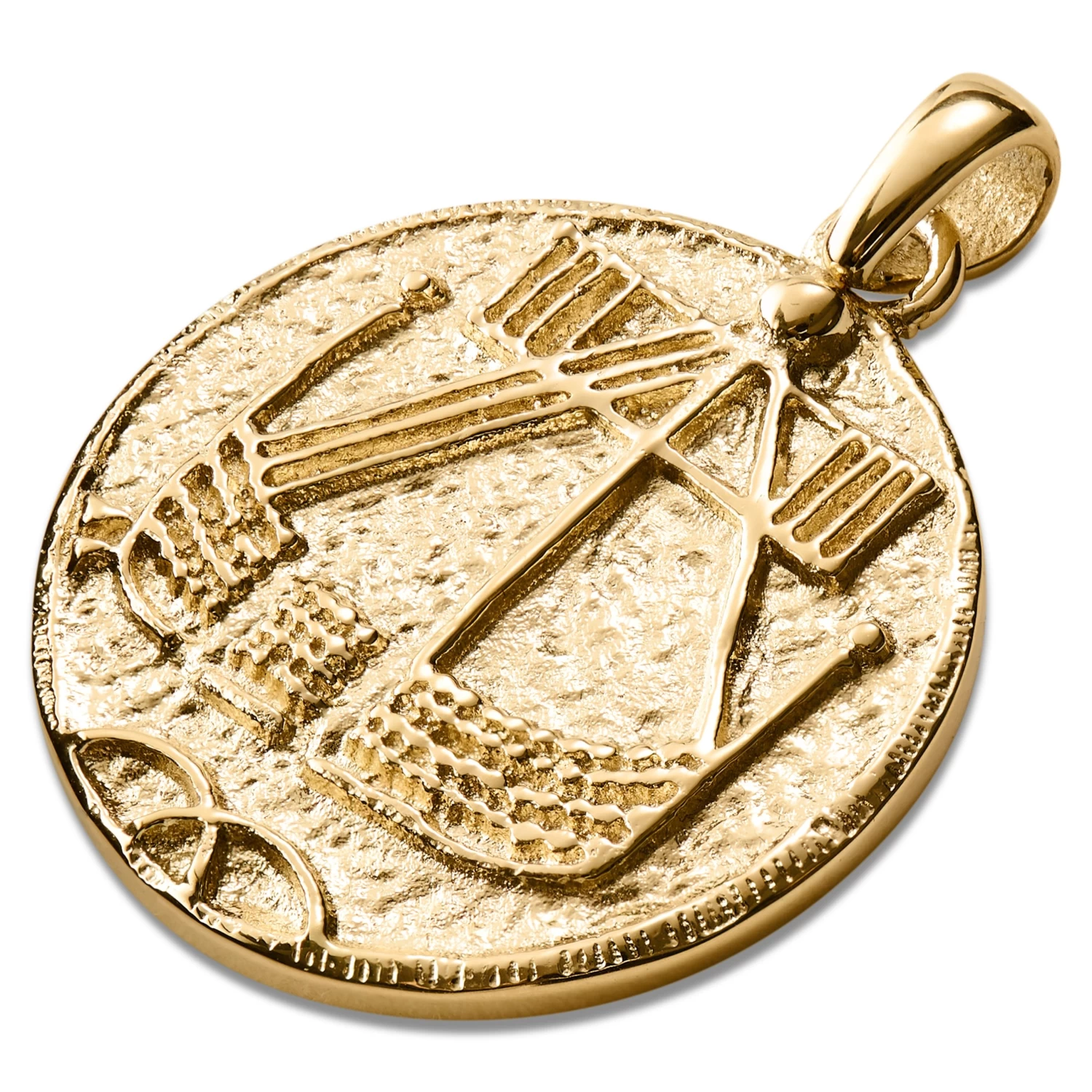 Gold-Tone Viking Ship Coin Pendant - Image 2