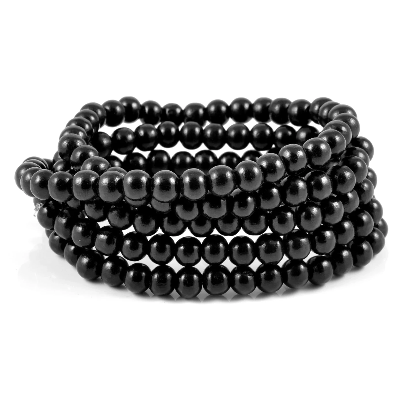 Black Wooden Pearl Beaded Necklace - Image 2
