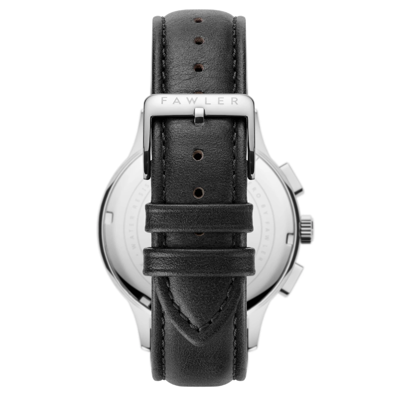 Cicero | Silver-Tone With Black Dial Vintage Chronograph Black Leather Watch - Image 7