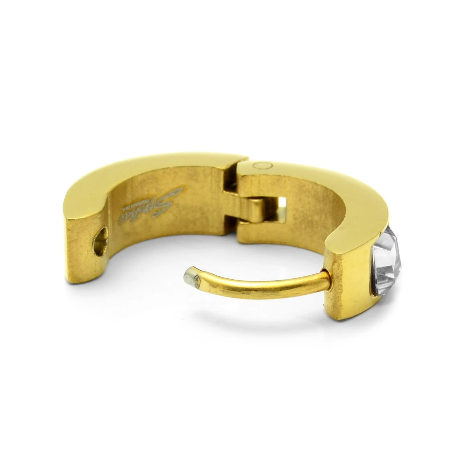 Sentio | Gold-Tone & Zirconia Cross Hoop Earring - Image 3