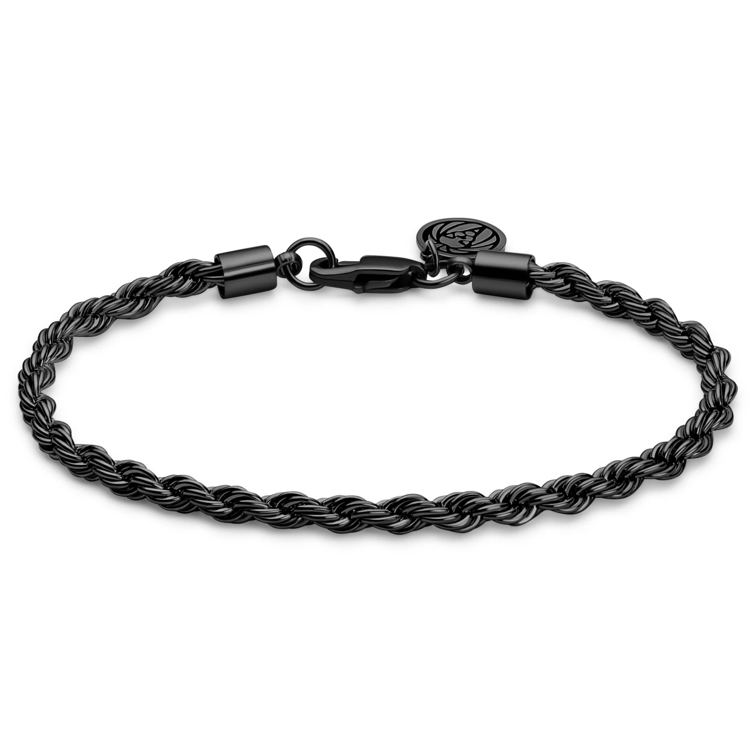 Essentials | 4 Mm Gunmetal Black Rope Chain Bracelet