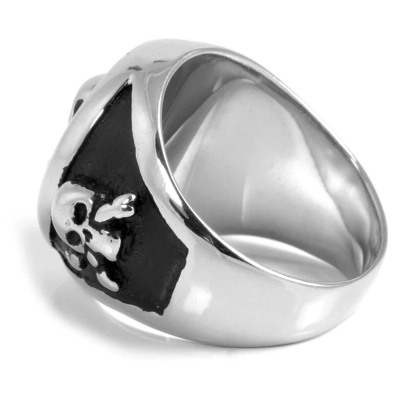 Silver-Tone & Black Stainless Steel Pirate's Life Ring - Image 3
