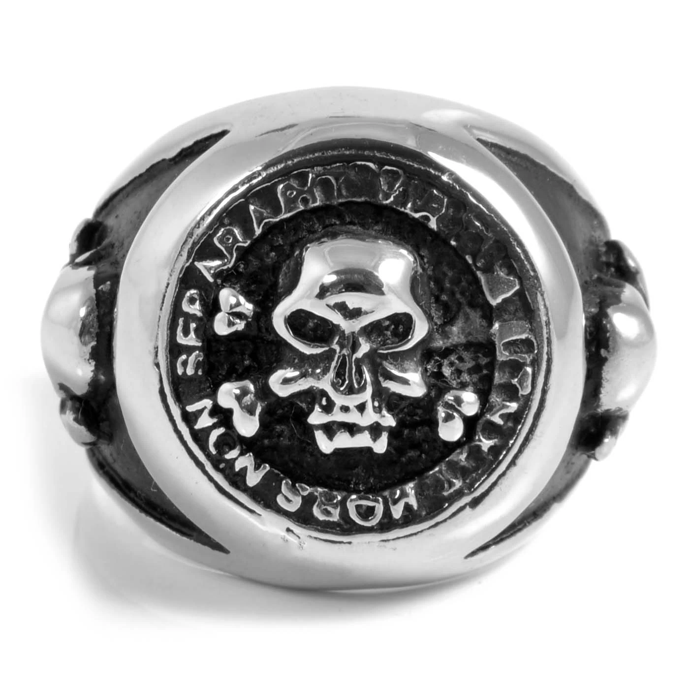 Silver-Tone & Black Stainless Steel Pirate's Life Ring - Image 2
