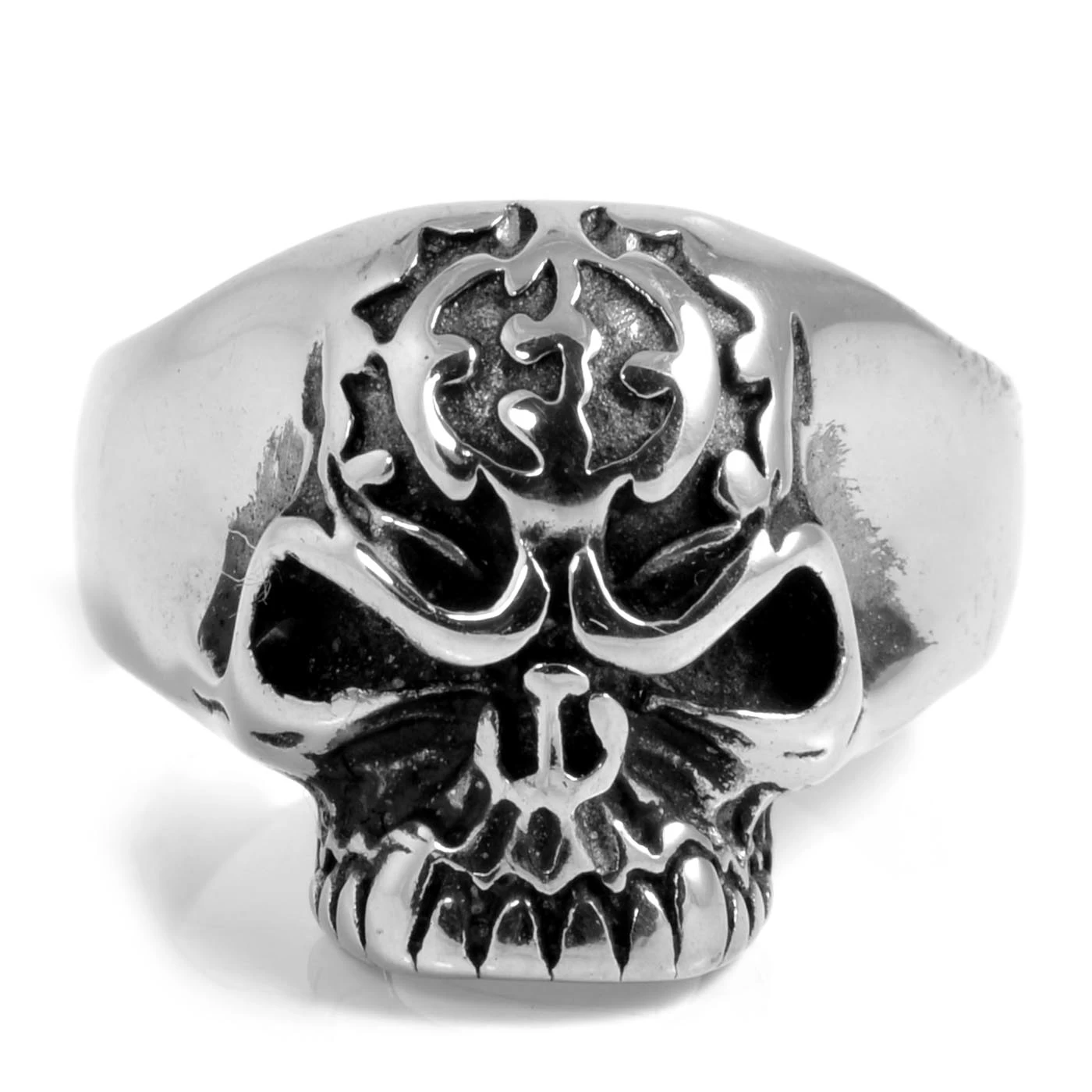 Silver-Tone Stainless Steel Skeleton Skull Ring - Image 3