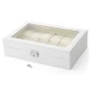White Faux Leather Watch Case - 12 Watches