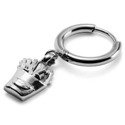 Jaygee | Silver-tone Stainless Steel Fries Drop Hoop Earring