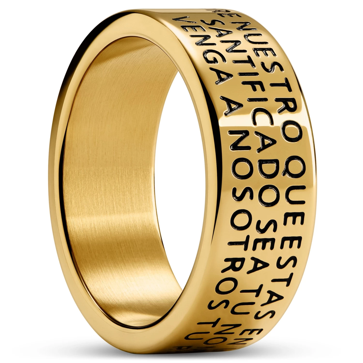 Unity | 1/3" (8 Mm) Gold-tone Spanish Lord’s Prayer Ring