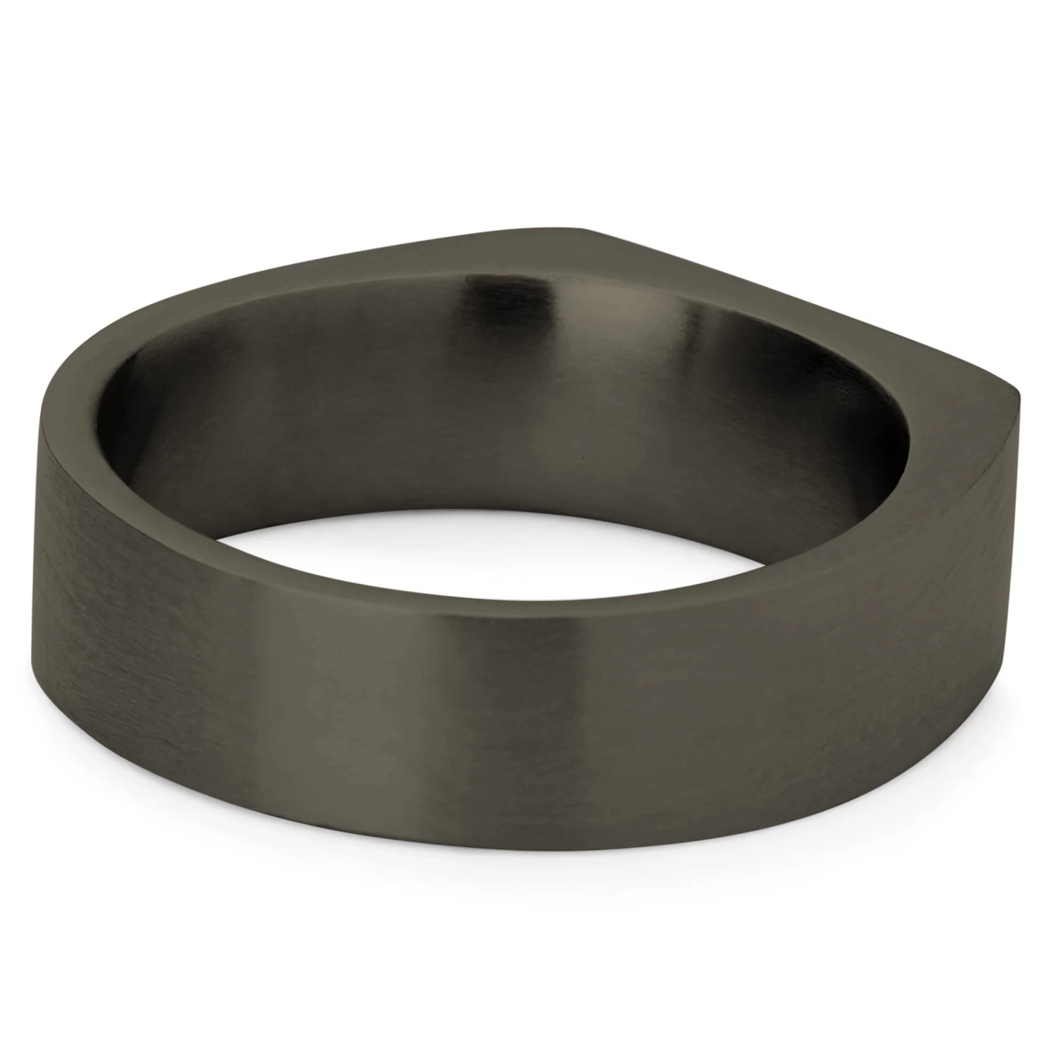 7 Mm Gunmetal Black Stainless Steel Rectangular Signet Ring - Image 4