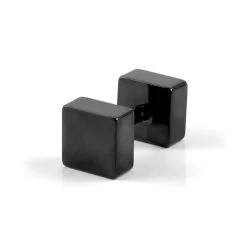 6 Mm Black Stainless Steel Square Stud Earring