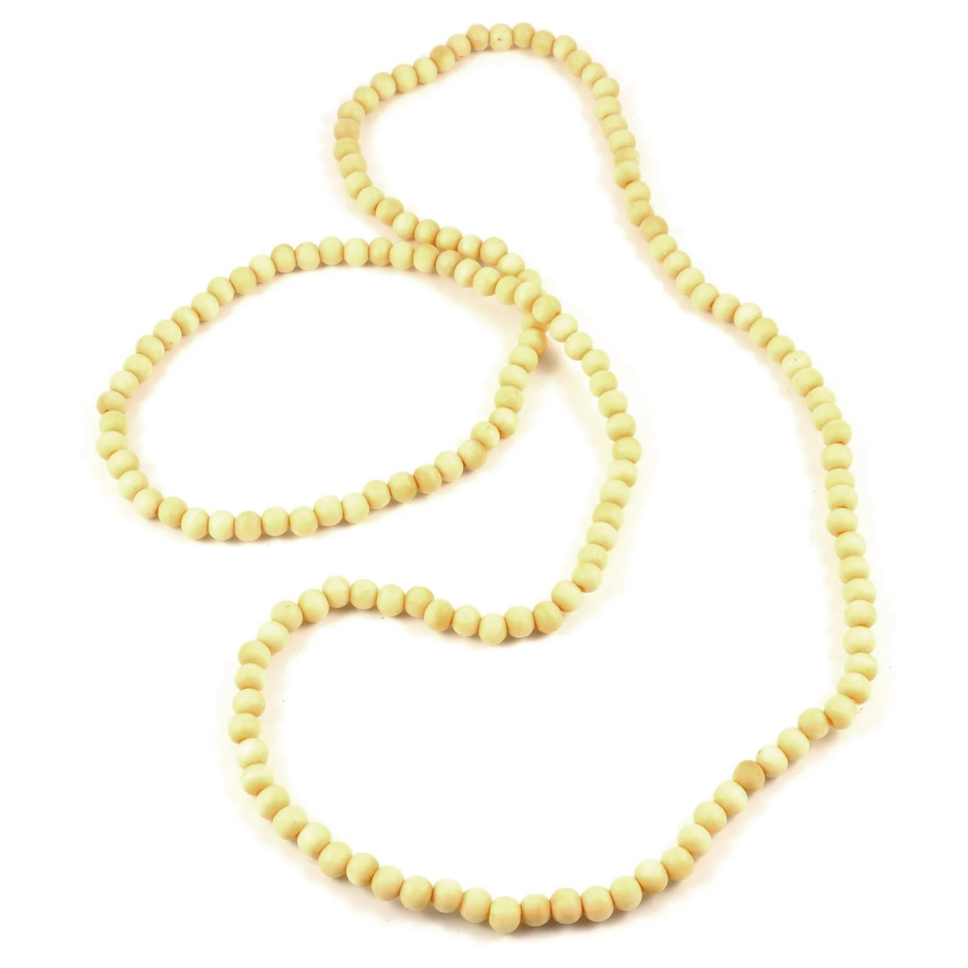 Yellow Wooden Pearl Beaded Necklace - Image 2