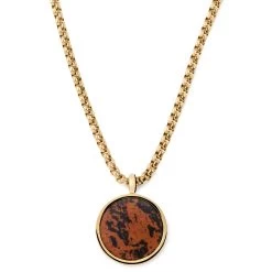 Orisun | Gold-Tone & Mahogany Obsidian Circle Box Chain Necklace