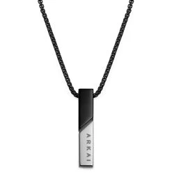 Rico | Black Stainless Steel With Black & Silver-Tone Rectangular Box Chain Necklace