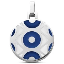 Evil Eye | Silver-tone Circle Dark Blue Pendant