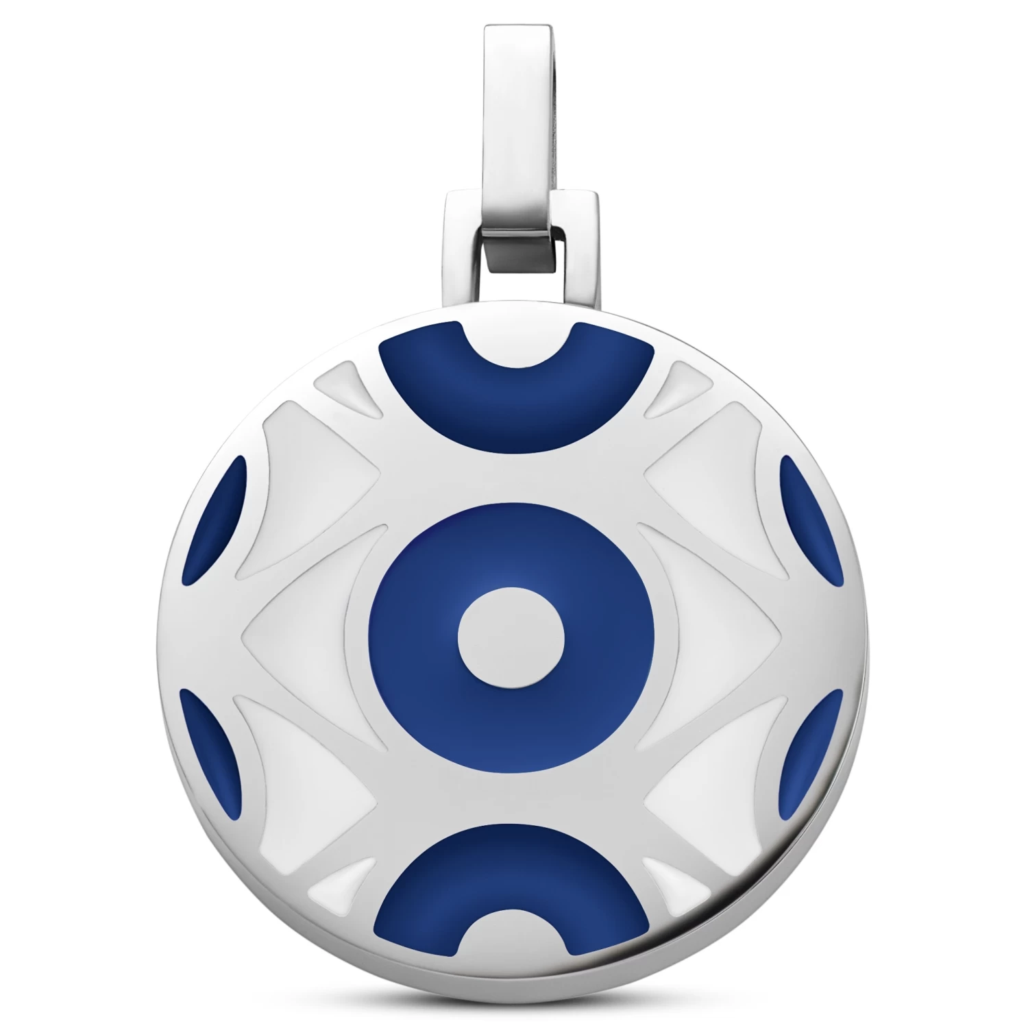 Evil Eye | Silver-tone Circle Dark Blue Pendant