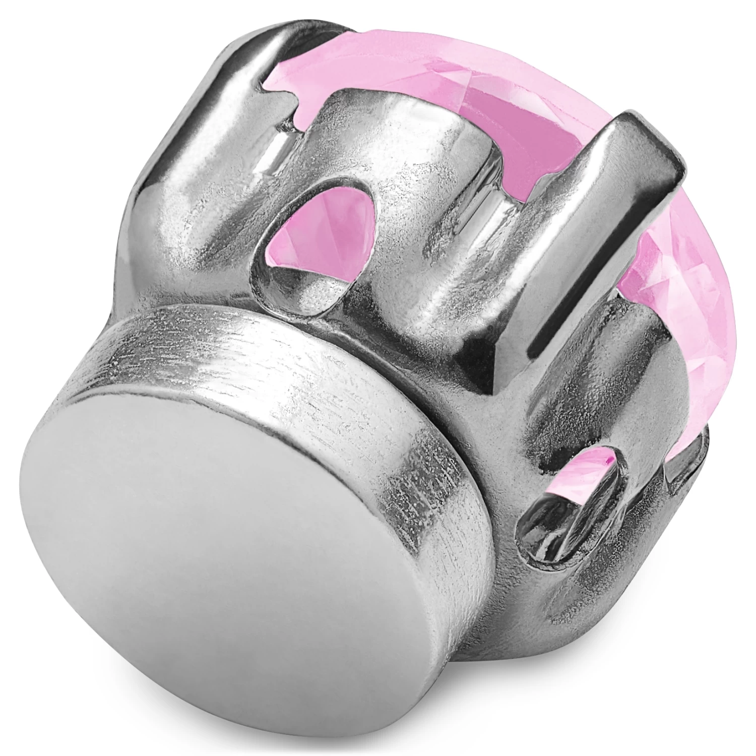 6mm Pink Crystal Circle Magnetic Earring - Image 3