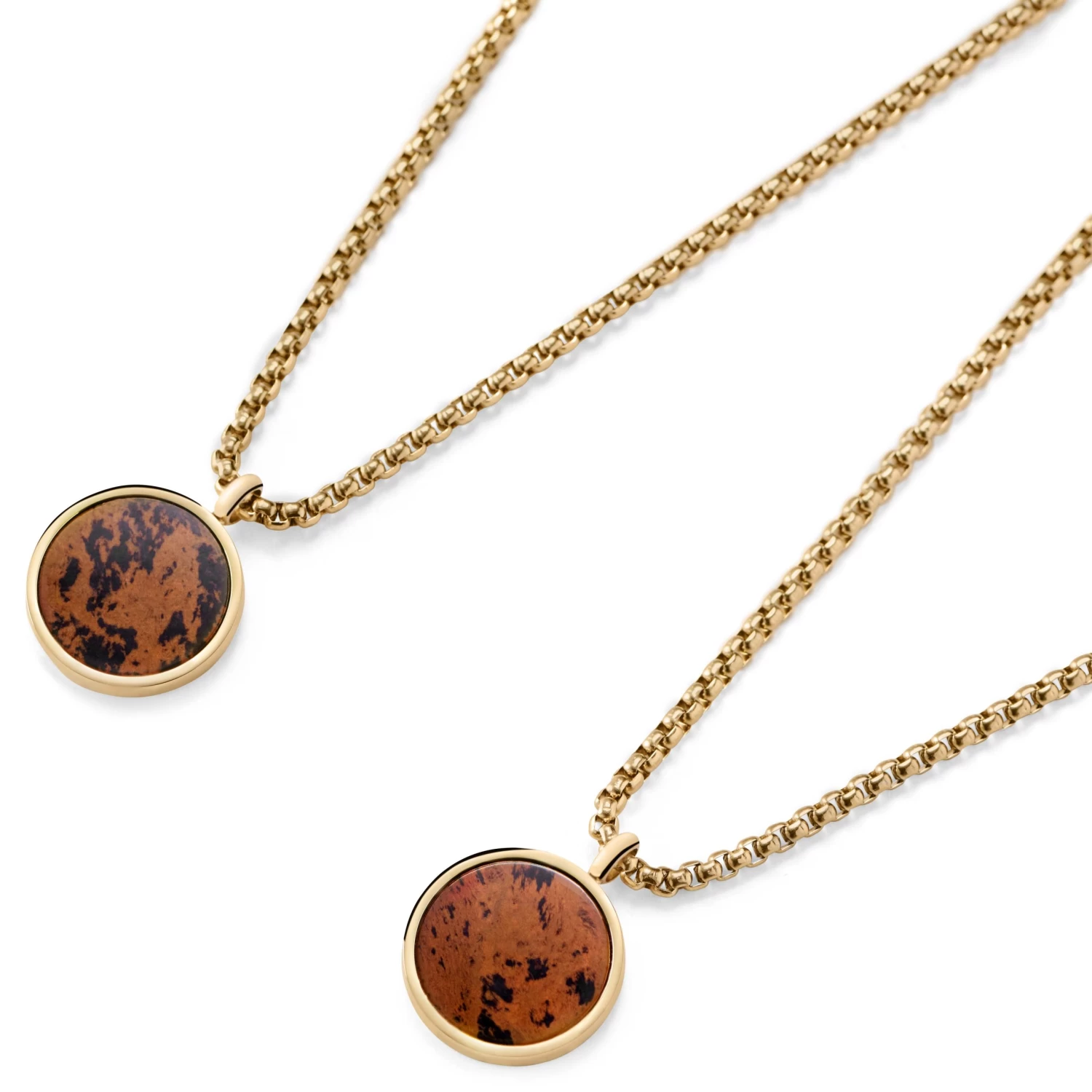 Orisun | Gold-Tone & Mahogany Obsidian Circle Box Chain Necklace - Image 6