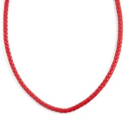 5 Mm Red Leather Woven Necklace