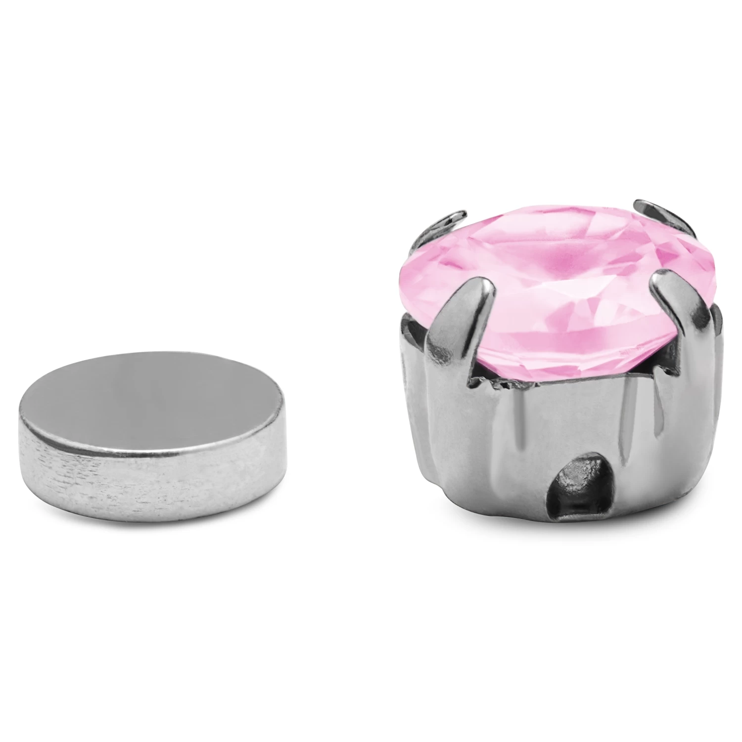 6mm Pink Crystal Circle Magnetic Earring - Image 2