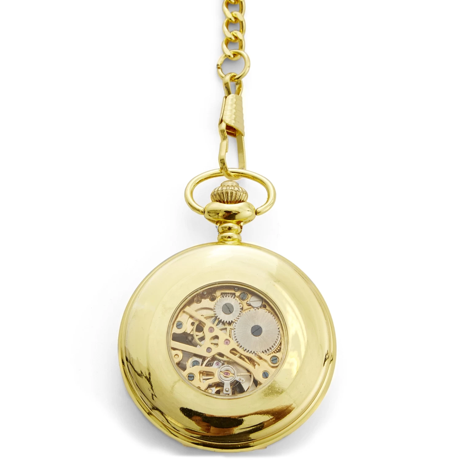 Gold-Tone Phoenix Skeleton Pocket Watch With Gold-Tone Cable Chain - Image 4