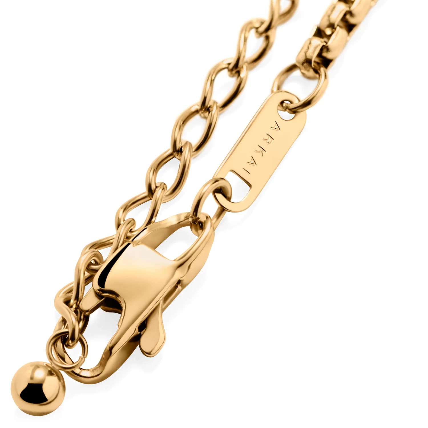 Orisun | Gold-Tone & Mahogany Obsidian Circle Box Chain Necklace - Image 9