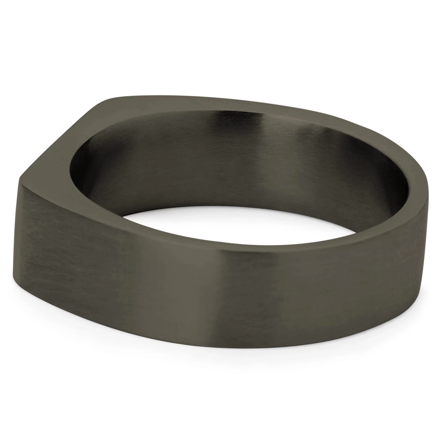 7 Mm Gunmetal Black Stainless Steel Rectangular Signet Ring - Image 5