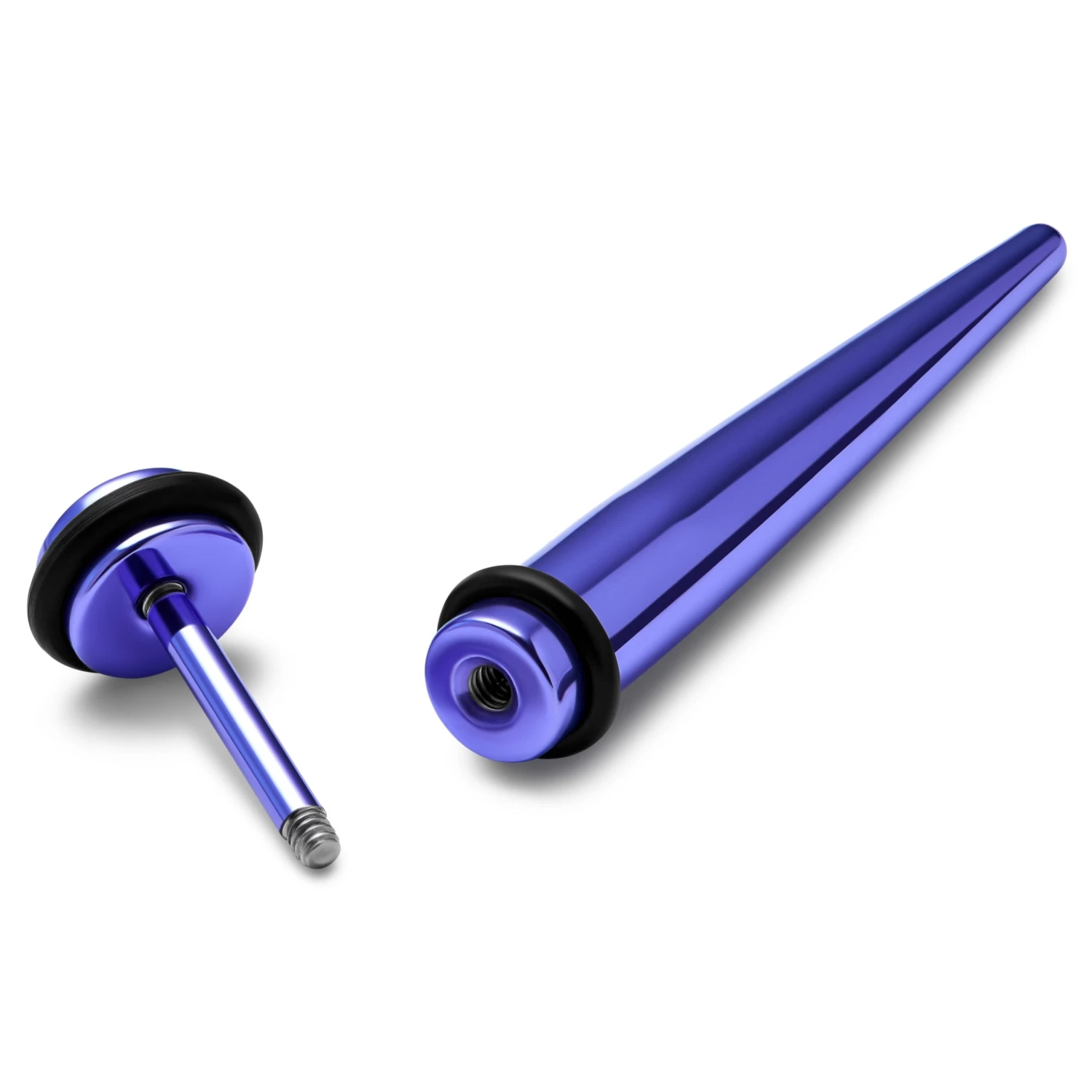 Satago | 1/4" (6 Mm) Purple Stainless Steel Faux Taper Earring - Image 2