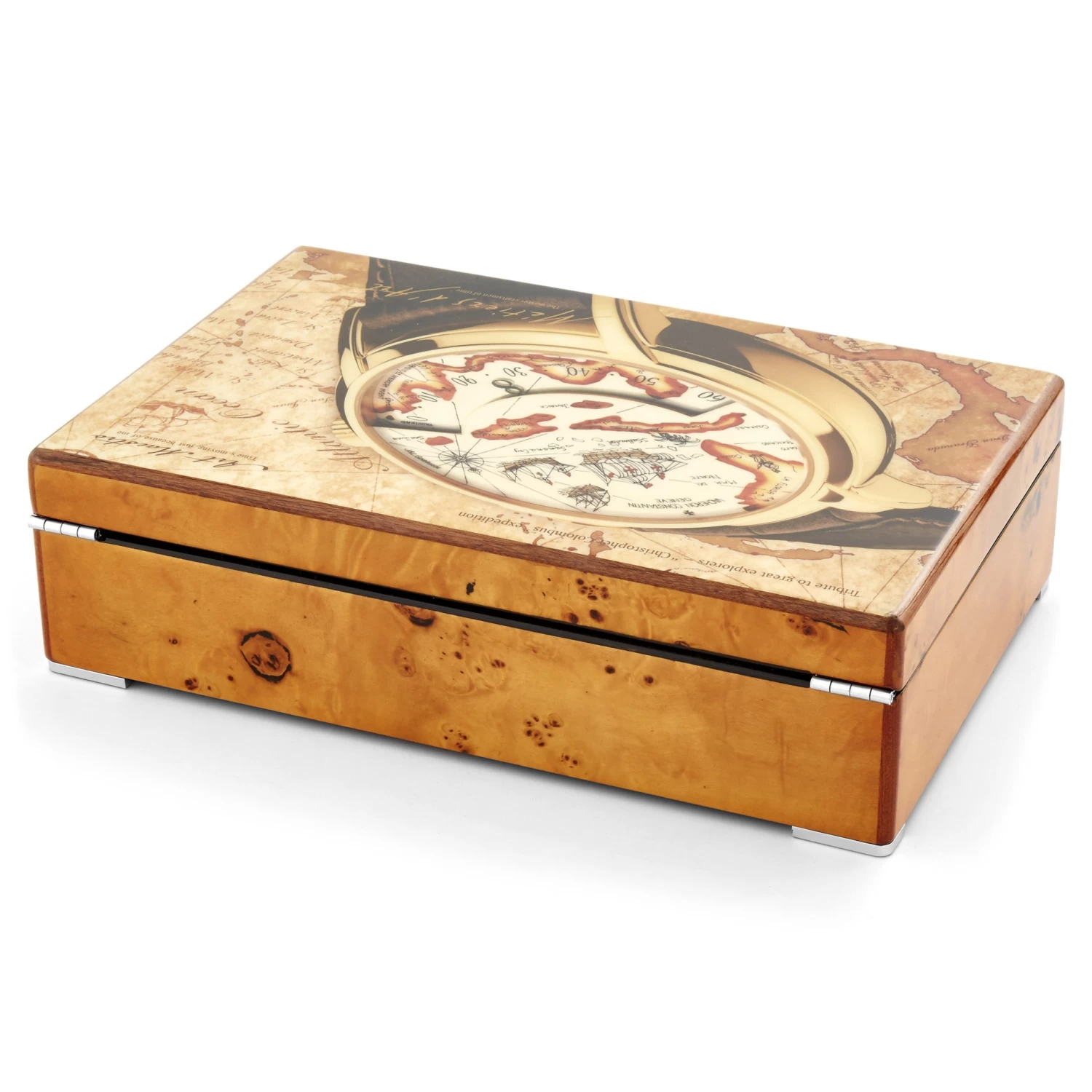 Compass Motif Wooden Watch Case - 12 Watches - Image 4