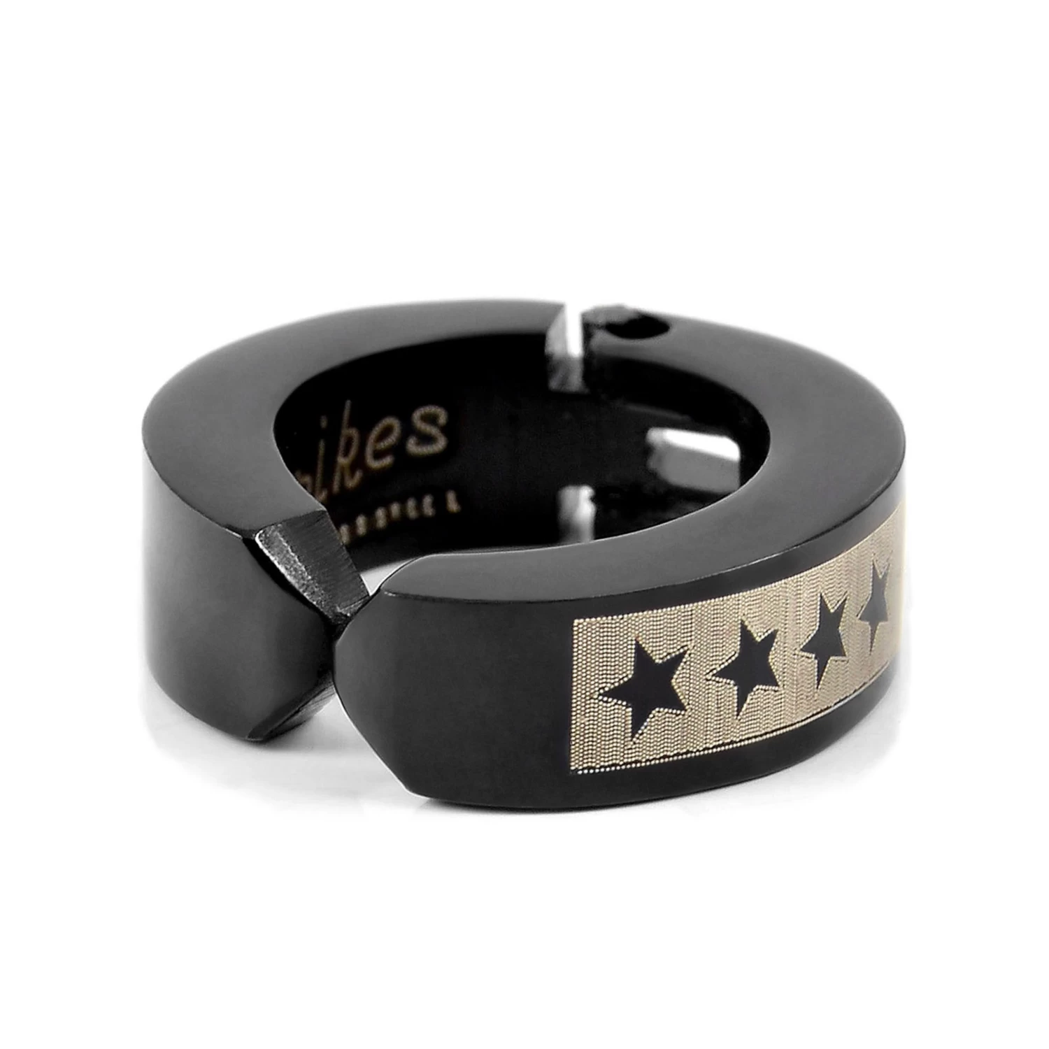 Sentio | Black Surgical Steel 5-Star Clip-On Hoop Earring - Image 3