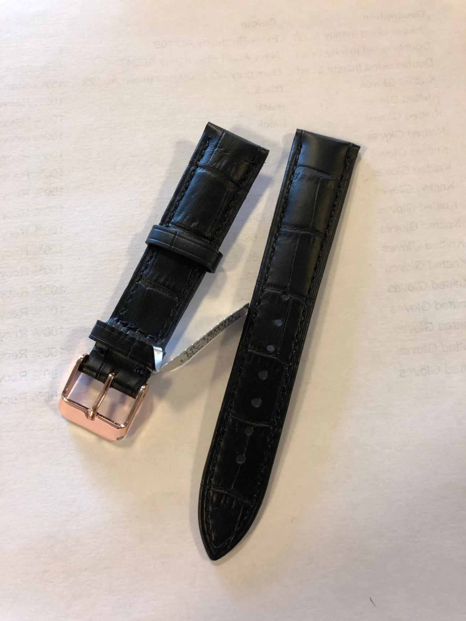 24mm Crocodile-Embossed Black Leather Watch Strap With Black Buckle – Quick Release - Image 6