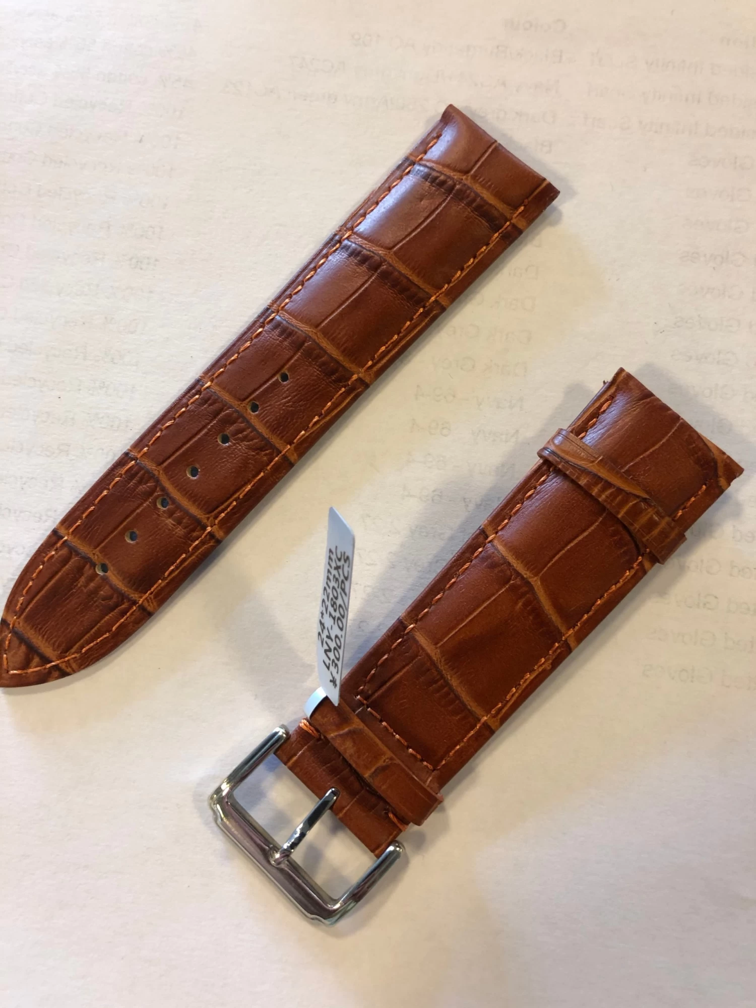 21mm Crocodile-Embossed Tan Leather Watch Strap With Black Buckle – Quick Release - Image 5