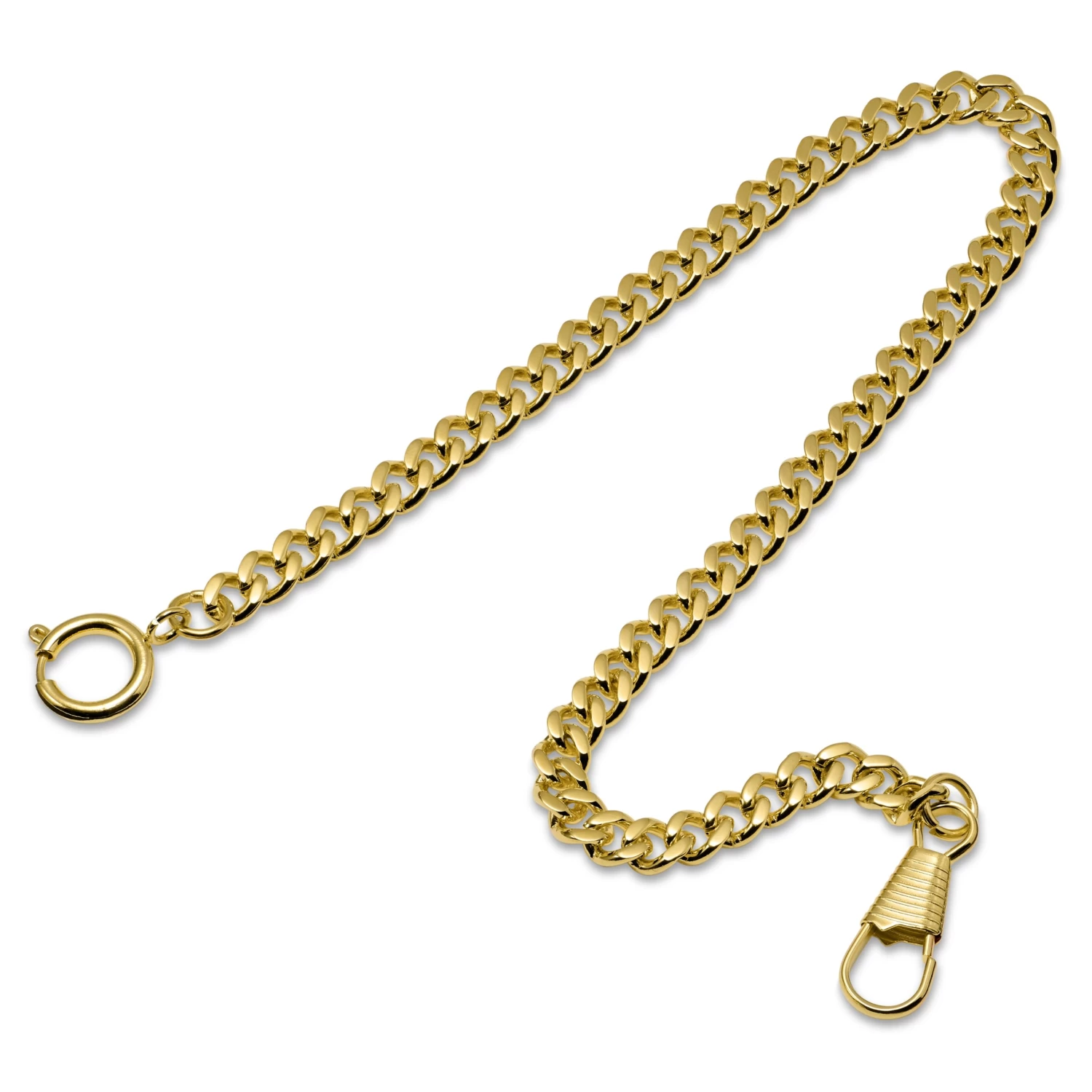 Gold-Tone Steel Bolt Ring Pocket Watch Chain - Image 3