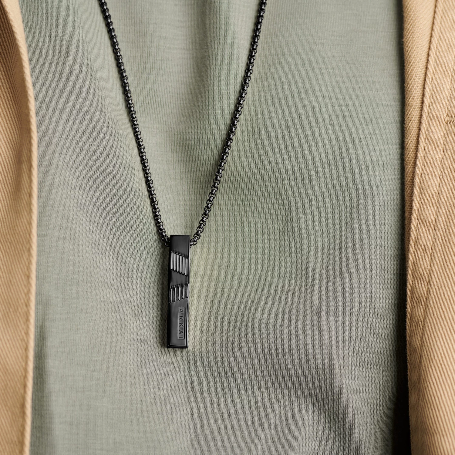 Rico | Black Stainless Steel Rectangular Box Chain Necklace - Image 2