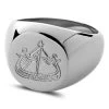 Makt | Silver-Tone Stainless Steel Viking Ship Motif Signet Ring