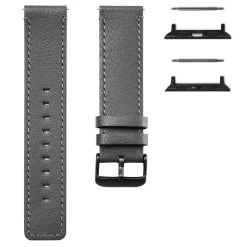 Grey Leather Watch Strap With Black Adapter For Apple Watch (38/40MM)