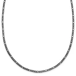 Essentials | 4 Mm Gunmetal Black Figaro Chain Necklace