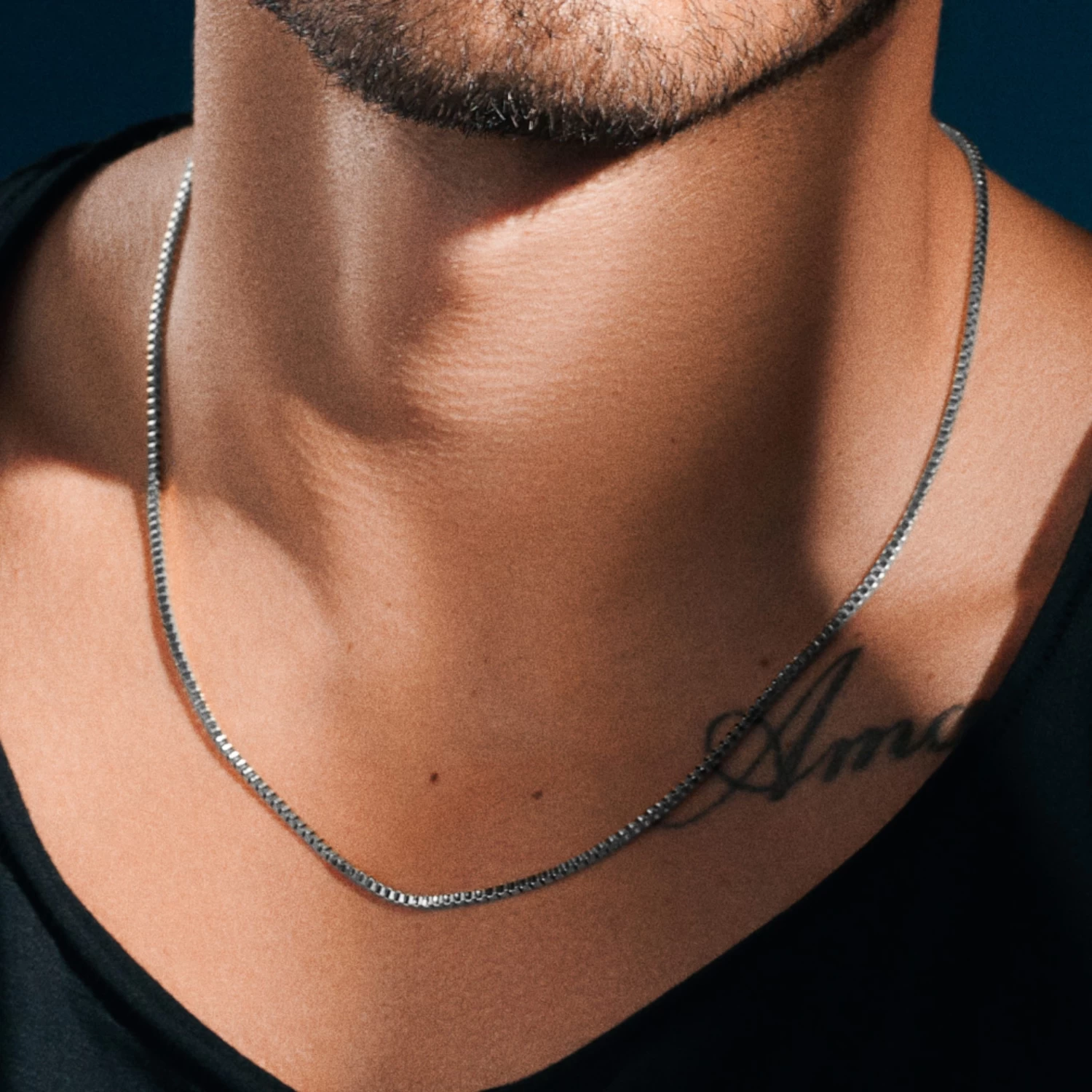 Essentials | 2 Mm Silver-Tone Square Box Chain Necklace - Image 6